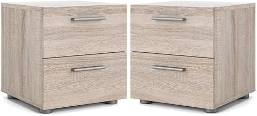 Home Square Juego contemporáneo de 2 piezas para dormitorio con 2 cajones fácil de montar en trufa