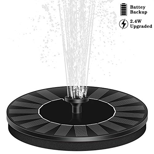 ROADTEC Upgraded 2.4W Solar Fountain Pump with Battery Backup, Freestanding Floating Solar Water