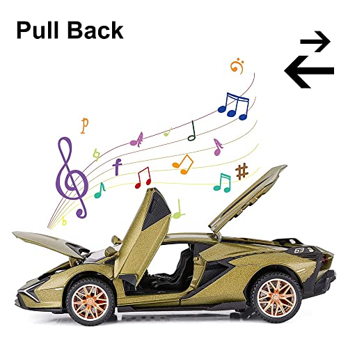 Image of DARVICE 1:32 Diecast Metal Car Model Sian Toy Cars For Kids Pull Back Openable Doors With Light Sound|Multicolor