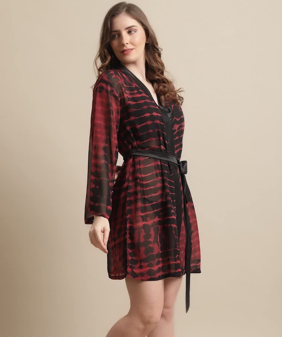 Claura Women Maroon Satin β Robe for Women/Robe (Large, Maroon) 2