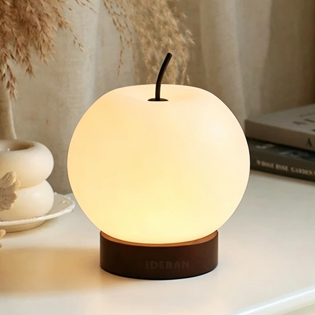 LED Tischlampe Kabellose Runde Art Déco Wohnzimmerlampe Batteriebetrieben Kugel Akku Tischlampe USB Aufladen Innen Dimmbar mit Schalter Nachttischlampe 3 Farbtemperaturen Acryl Lampenschirm