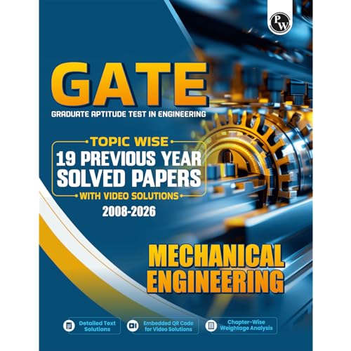 Image of PW GATEWALLAH Mechanical Engineering Topicwise Previous Year Solved Papers (2026 - 2008) with Video Solutions For 2027 Exams | Detailed Text Solutions