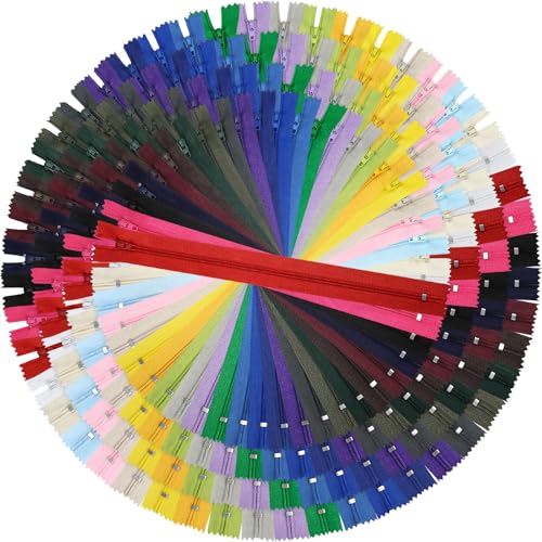 Image of Zippers, DOITEM 96 pcs Zippers for Sewing 6 Inch 8 Inch 10 Inch 12 Inch Multicolor Nylon Coil Zipper for Sewing and Crafts 24 Colors