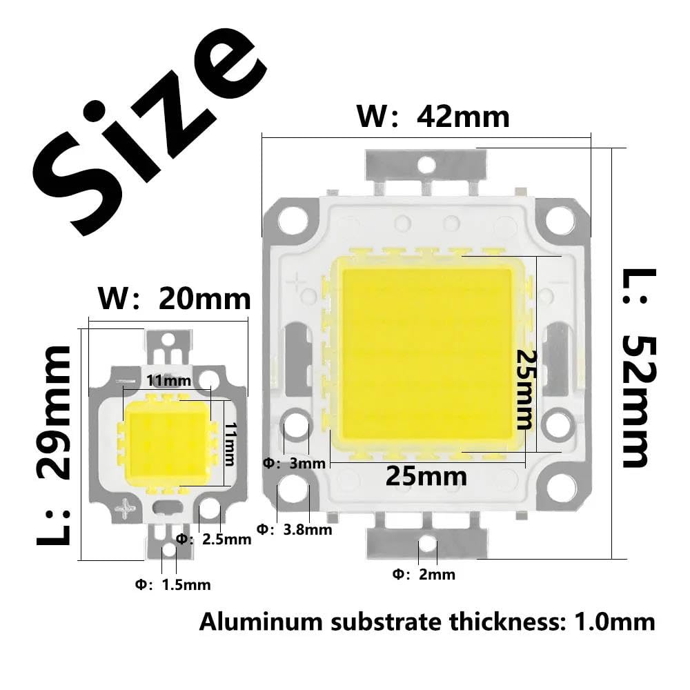 Perline Chip LED 10W 20W 30W Lampade A Diodi Retroilluminati Matrice LED Bianco Caldo Freddo Per Faretti Lampadine Di Inondazione Fai-da-te,Bianco Freddo,10 W CC 9-12 V 10 Pz