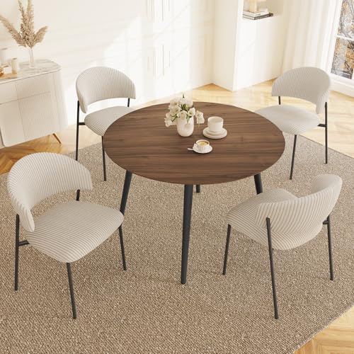 HIPIHOM 43.3 Inch Round Dining Table Set for 4, Modern Small Kitchen Coffee Set for Dining Room...
