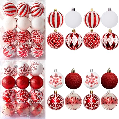 La Mejor Recopilación de Esferas los mejores 10. 50 Esferas Navideñas,Kit de 24Pcs 6cm Esferas de Adornos para Arbol de Navidad,con 8 Estilos Diferentes de Bolas Decorativas,Ideal para Decoración Arbol de Navidad y Decoración...