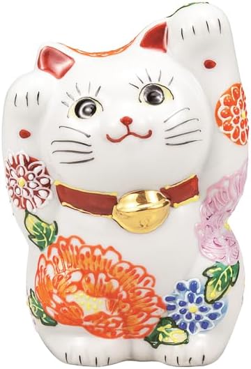 Kutani Yaki Wataya No. 4 Ambidextrous Cat and Flower Making K9-1535