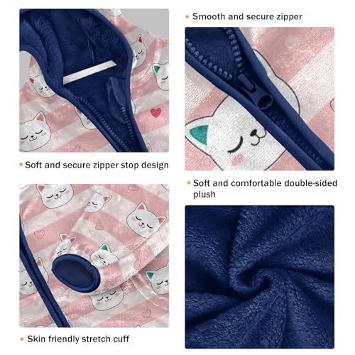 Cartoon Cat Stripe Boys Winter Coat Thick Snow Jacket for Boy 3T3