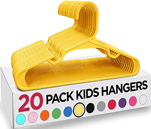 Utopia Home 20 Pack Kids Hangers - 11.5 Inch Plastic Baby Hangers for Closet - Childrens Hanger for Clothes & Infant Hanger for Closet - for Everyday Standard Use (Yellow)