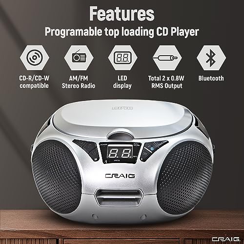 image for Craig CD6925 Portable Top-Loading Stereo CD Boombox with AM/FM Stereo 