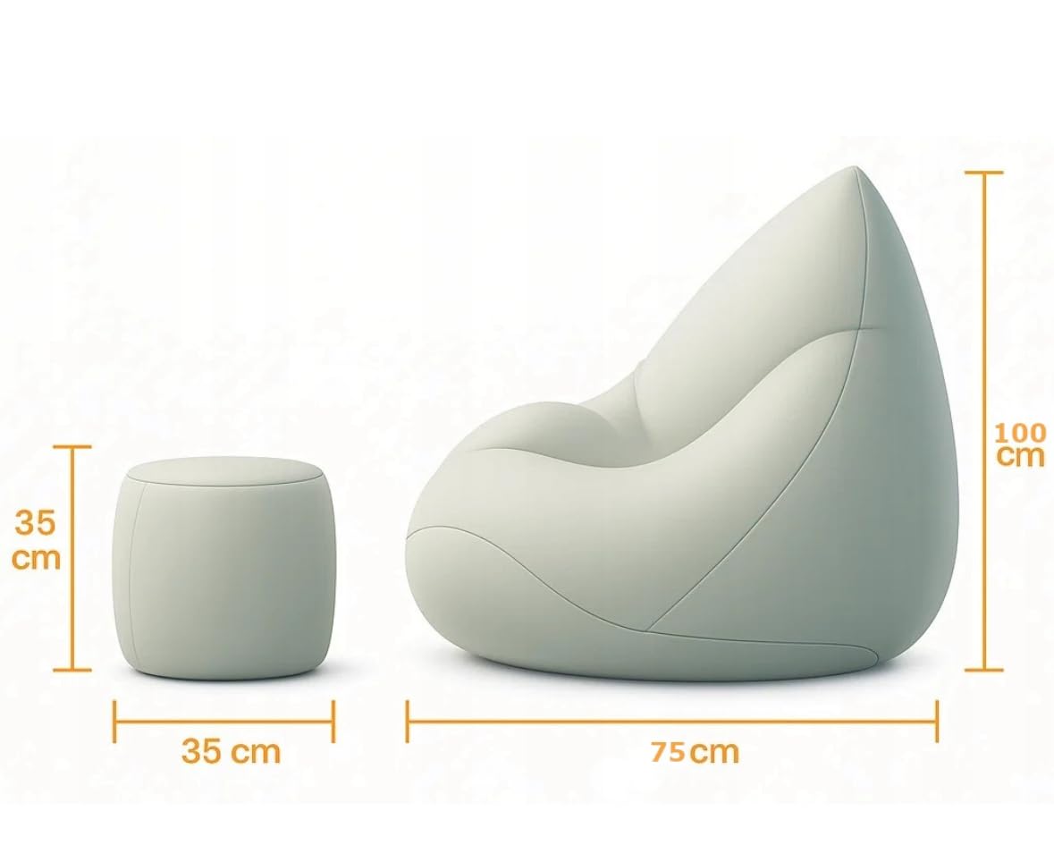 Sitzsack Kinder mit Hocker 75x75x100cm - Kinder Sitzsack mit Füllung - Schlafzimmer und Wohnzimmer Möbel - Cord Indoor Sitzsäcke - Lounge Sessel - Bean Bag