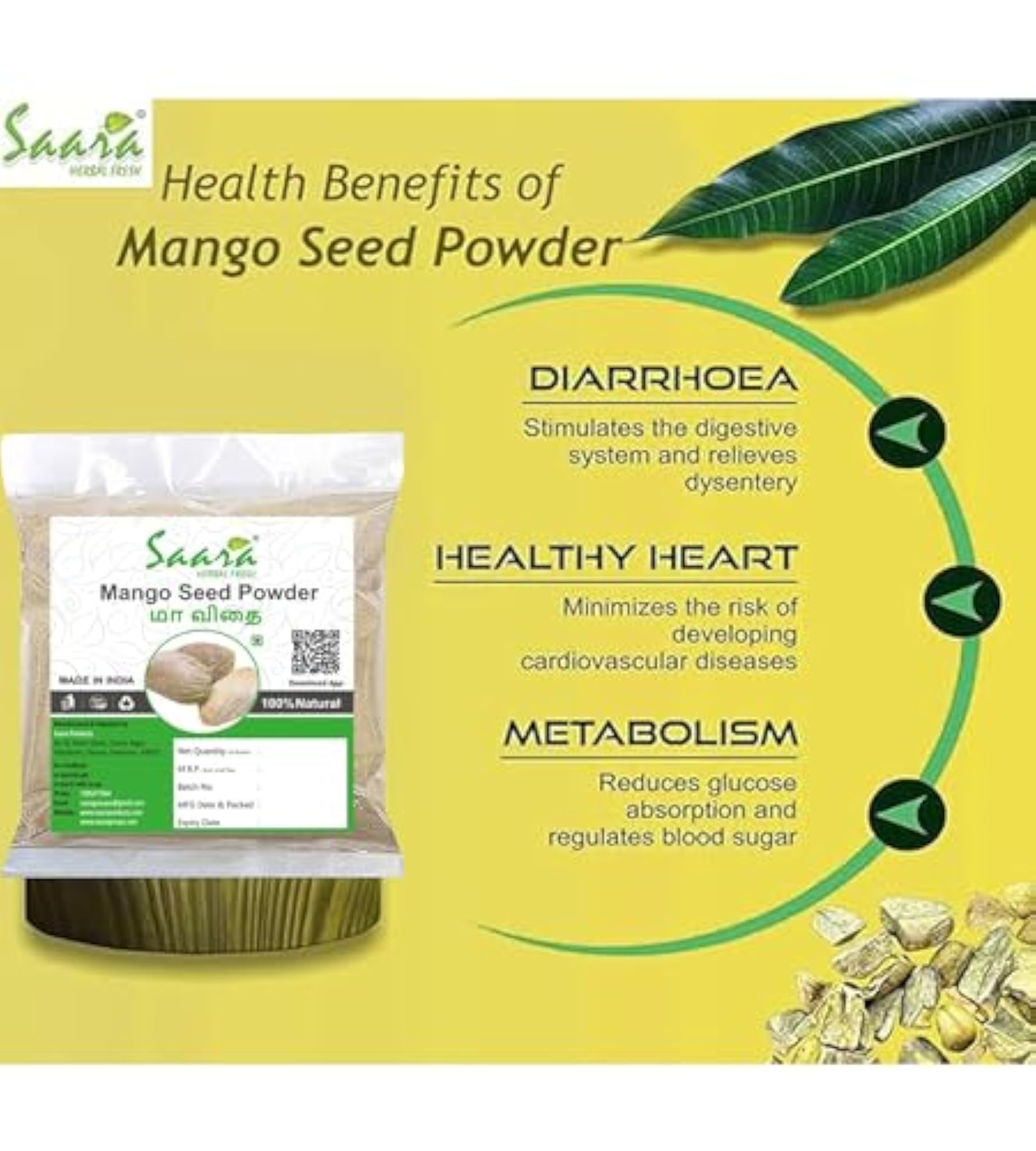 HERBALFRESH Mango Seed Powder, Nutrient-Rich Supplement
