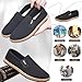 Men's Canvas Slip on Shoes Casual Loafers Comfortable Walking Boat Sneakers Fashion Breathable Deodorizing Espadrilles for Men Black