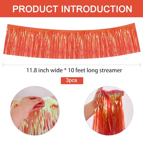 Image of BEISHIDA 3 Packs Metallic Foil Fringe Garland Shining Red Wall Hanging Tinsel Fringe Banners for Car Floats Bridal Shower Wedding Birthday Valentine's Day Anniversary Party Decoration(30 Feet)