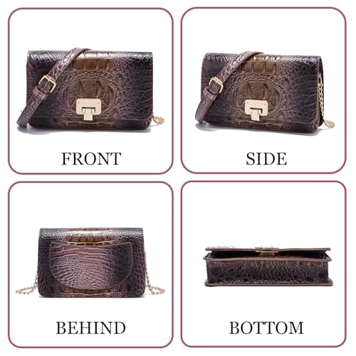 Image of Makcr Joacbv Small Crocodile Crossbody Cell Phone Purse for women Vegan Leather Clutch Wallet with Leather Shoulder Strap | Small