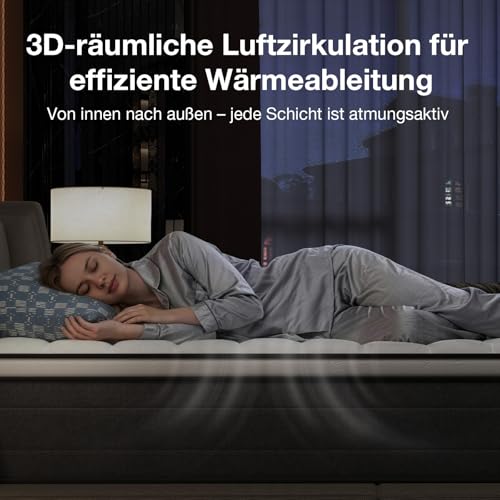 Novilla 7-Zonen Matratze 160x200 cm H3 höhe 25 cm Taschenfederkernmatratze – Ansicht 7