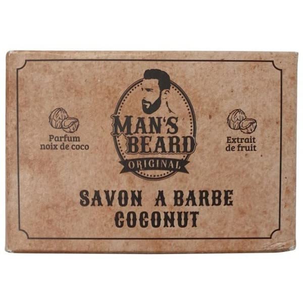 Man 's Beard - Jabón de coco exfoliante con leche de cabra alpina para un crecimiento homogéneo de la barba, fabricación francesa