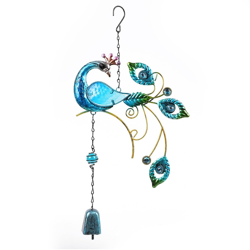 Wind Chime Blue Wind Chimes Green Metal Art Peacock WindChimes For Door Patio Garden Yards Lawn Decoration Windchime(Blu)