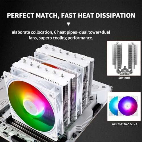 Image of Thermalright Peerless Assassin 120 SE ARGB White V3 CPU Air Cooler, 6 Copper Heat Pipes, Double Tower and Double ARGB Fans, 155mm High, for AM4 /AM5,Intel LGA1851 /1700 /115X /1200