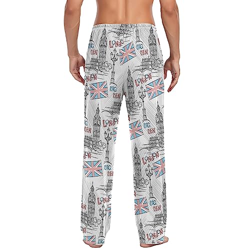 Men's Pajama Pants Super Soft London, England Sleep Lounge Pants Pjs Bottoms with Pockets2