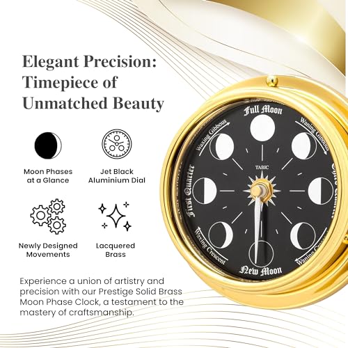 Tabic Solid Brass Prestige Moon Clock