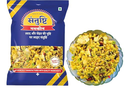 Image of Santushti Namkeen Khatta Meetha Mixture-200gm | Authentic Spicy Snack | Made in Groundnut Oil | Crispy Crunchy Indian Sev for Tea Time, Parties, Travel, Office and Everyday Snacking