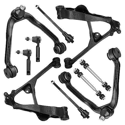 Front Lower Upper Control Arm Front Torsion Bar Suspension Fit for 1999-2006 Chevrolet Silverado GMC Sierra 1500 4WD/AWD 1999-2003 w/Ball Joint Tie Rod End K620380 K620381 K80942-10pc Set