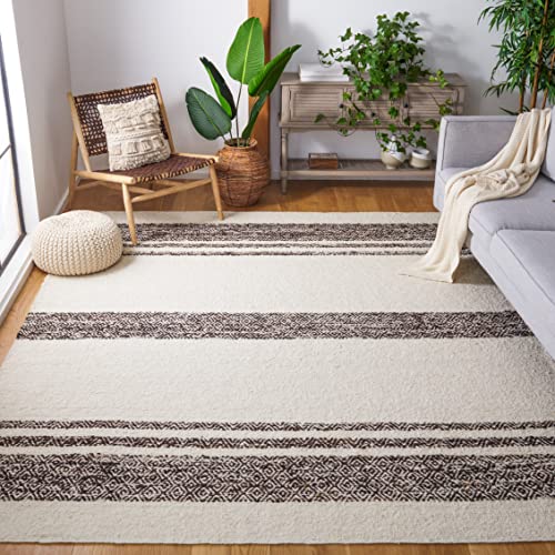SAFAVIEH Area Rug 8x10 - Natura Collection - Large - Black & Ivory, Handmade Wool, Ideal for Living Room, Bedroom, Dining Space (NAT328Z)