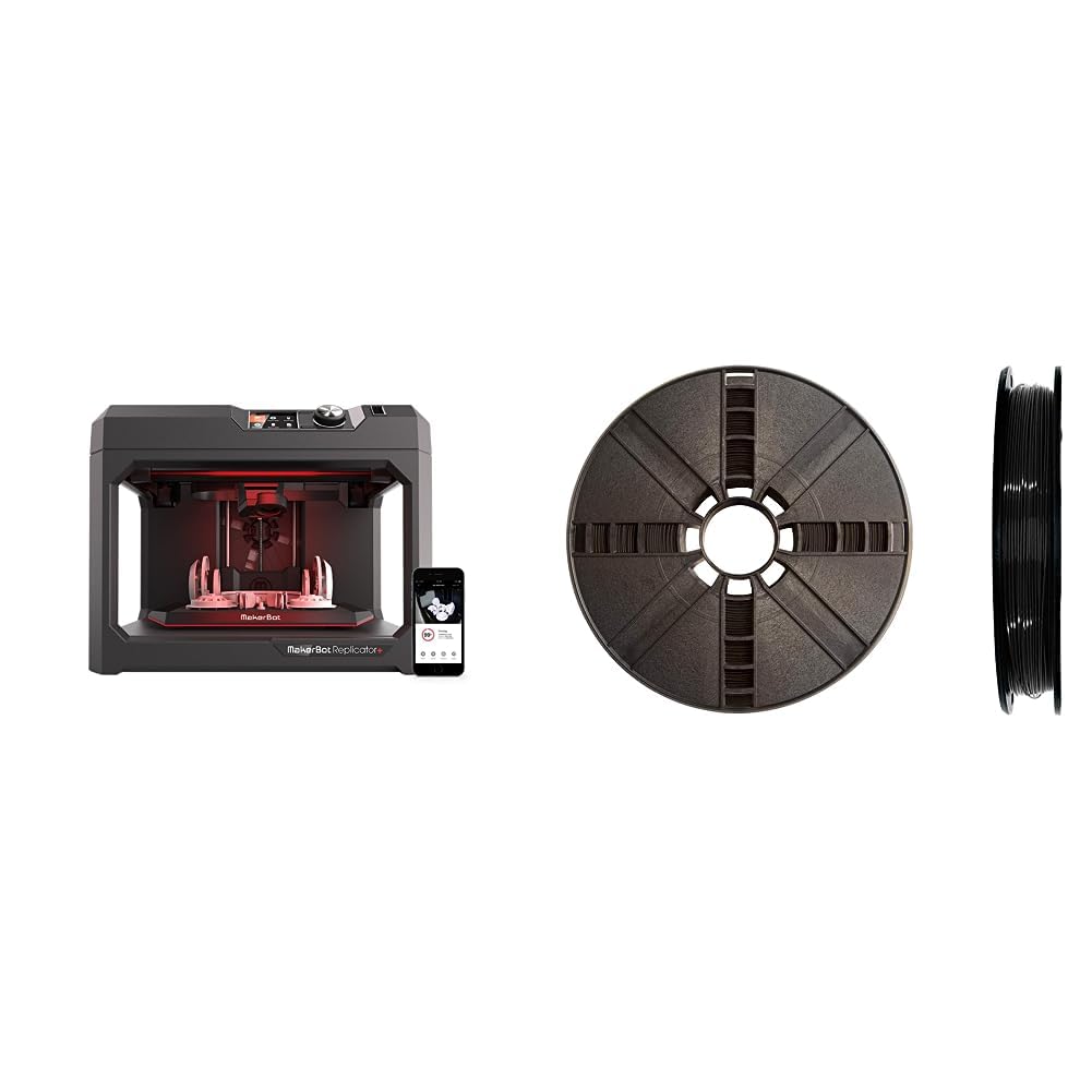 MakerBot Replicator+ Desktop 3D Printer, 11.6"x7.6"x6.5" Build Size & MakerBot Black PLA