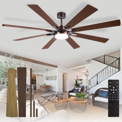 Image of Depuley 72-Inch Ceiling Fan with Light: Modern 8-Blade Brown Indoor Outdoor Fans with Remote Control Dimmable Light - Ultra Quiet DC Motor Reversible 6 Speed Timer