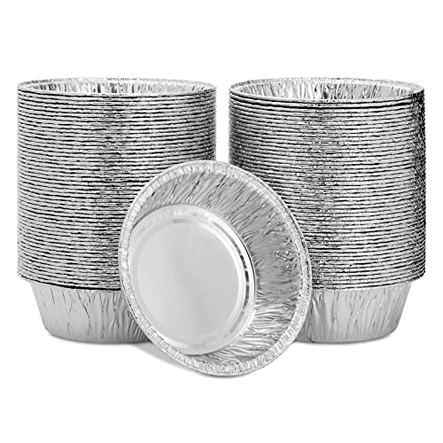 100 Count Mini Pot Pie Pans 5 inch, Individual Foil Bowls, Disposable Round Aluminum Tart Tins for Baking Roasting Cooking 100 Count Mini Pot Pie Pans 5 inch, Individual Foil Bowls, Disposable Round Aluminum Tart Tins for Baking Roasting Cooking