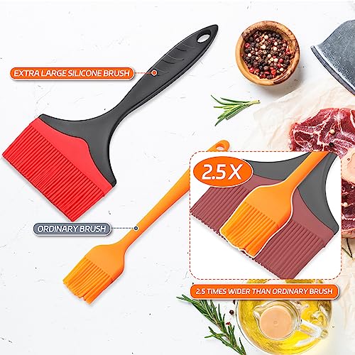 Großer Silikon-Backpinsel – Silikon-Backpinsel zum Grillen, hitzebeständige Pinsel, zum Verteilen von Öl, Butter, Soße zum Kochen, Backen, Grillen, 10 cm, extra breiter Grillpinsel (Rot 2)