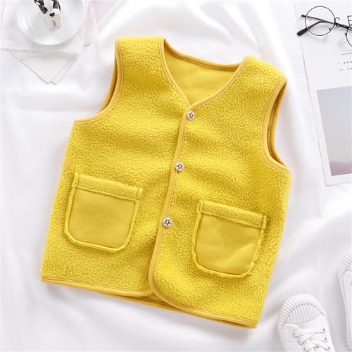 Baby Boys Girls Fleece Vest V-Neck Sleeveless Button Thicken Waistcoat Winter Warm Outwear with Pocket3