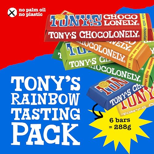 Tony's Chocolonely Rainbow Tasting Pack - 288g, Small Chocolate Bars, Selection Pack Gift Box, 6 Flavours, Vegetarian - Belgian Fairtrade Chocolate