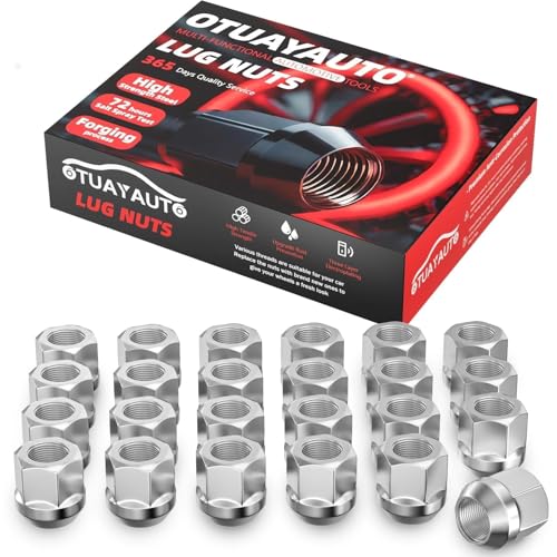 Image of OTUAYAUTO M14x1.5 Open End Lug Nuts, 24PCS Chrome Bulge Acorn Lug Nut Set | Cone Seat, 19mm Hex, Replacement for Chevy Silverado 1500, Suburban, Tahoe, GMC Sierra 1500, Yukon, Ram 1500, Ford F150