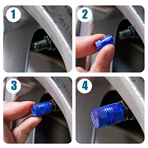 Image of Tire Valve Stem Caps for Car American Flag Tires Air Caps Cover 8 Pack Corrosion Resistant Premium Alloy Universal for SUV Truck Motorcycle Bike Blue