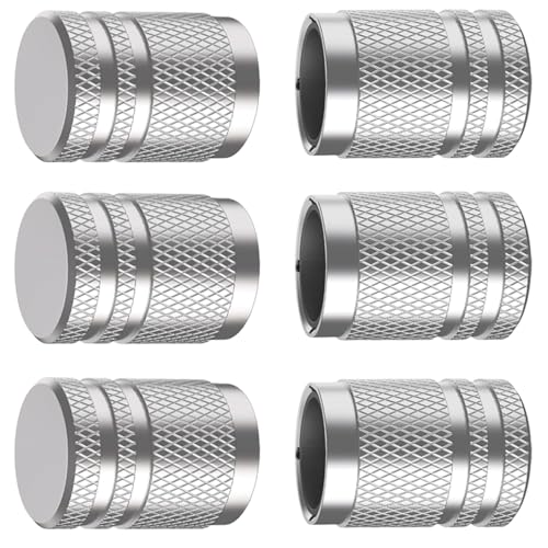 Tire Valve Stem Caps - (6 pcs) Tire Caps Tire Valve Caps Metal Valve Stem Caps Valve Stem Cap Universal Fit for Car/Motorcycles/Bikes/Trucks Anti-Corrosion (Silver)