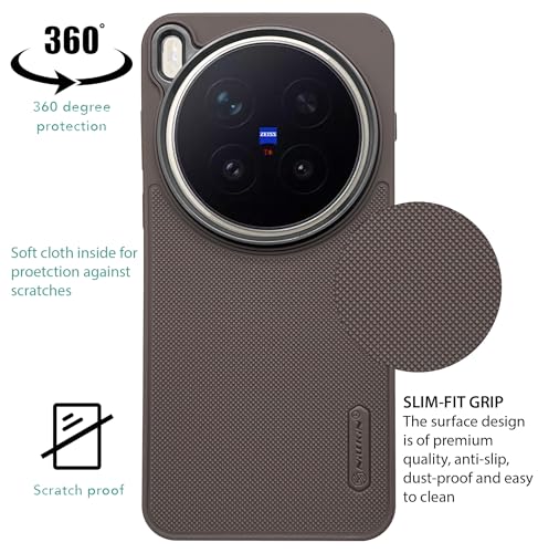 Image of NIUKIN Super Frosted Shield Pro Soft Back Case for Vivo X300 Pro | Camera Ring | Shockproof Scratchproof Cover (Desert Titanium)