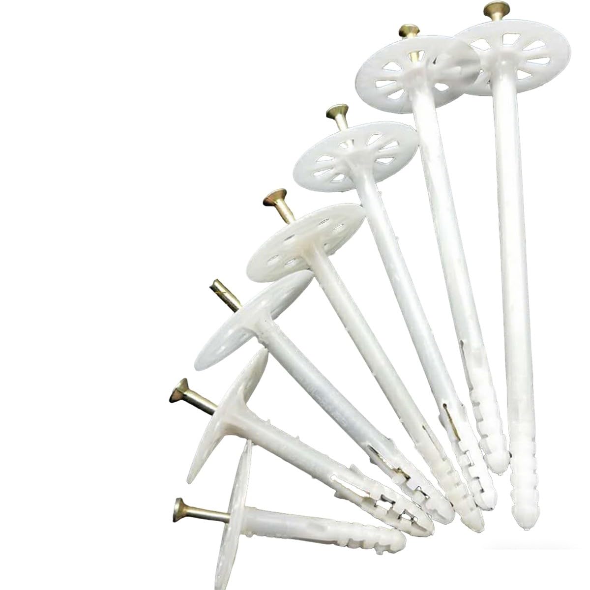 Dämmstoffdübel 5cm Teller Längen 10cm 12cm 14cm 16cm (200 Stück) – Schlagdübel WDVS Styropordübel für EPS Polystyrol, Fassadendämmung, Verzinkte Nägel