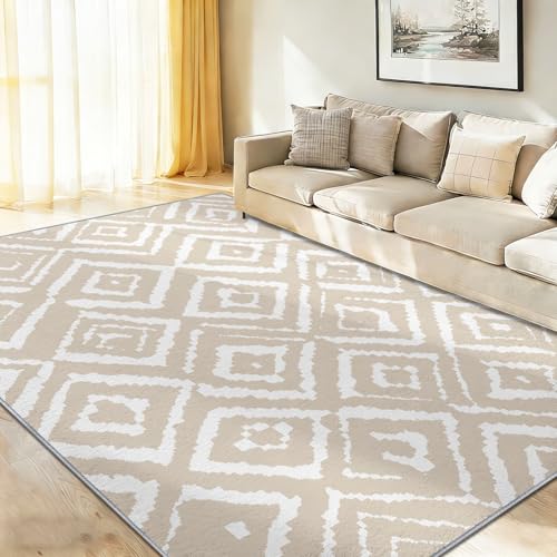 Tapis de salon et doux géométrique à losanges finitions soignées - 3