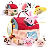 GOMITA Juguete Montessori con Peluches de Animales de Granja con Sonajero y Espejo para el Ejercicio Sensorial y la...