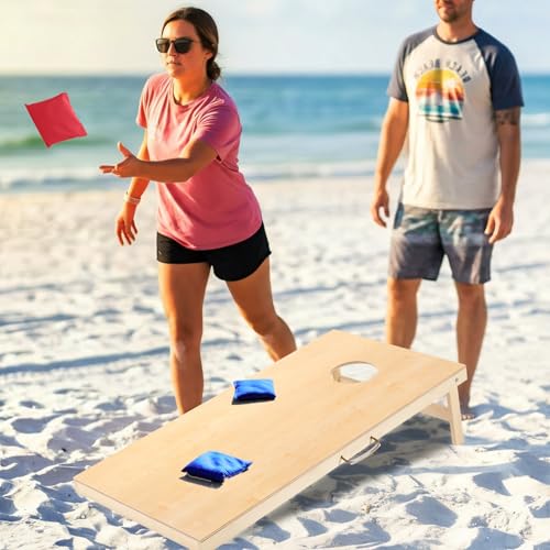 Image of Sportdo 4x2 ft Solid Wood Cornhole Set with 8 Bean Bags, Regulation Size Cornhole Board Set for Adults, Cornhole Game Set for Tailgate Backyard Toss Games Indoor&Outdoor Activities