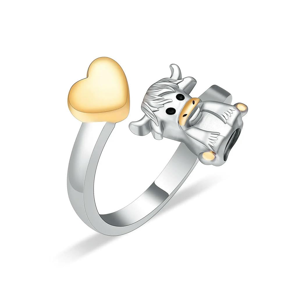 Bague funéraire pour cendres en forme de cœur de vache | Lot de 10 bijoux commémoratifs