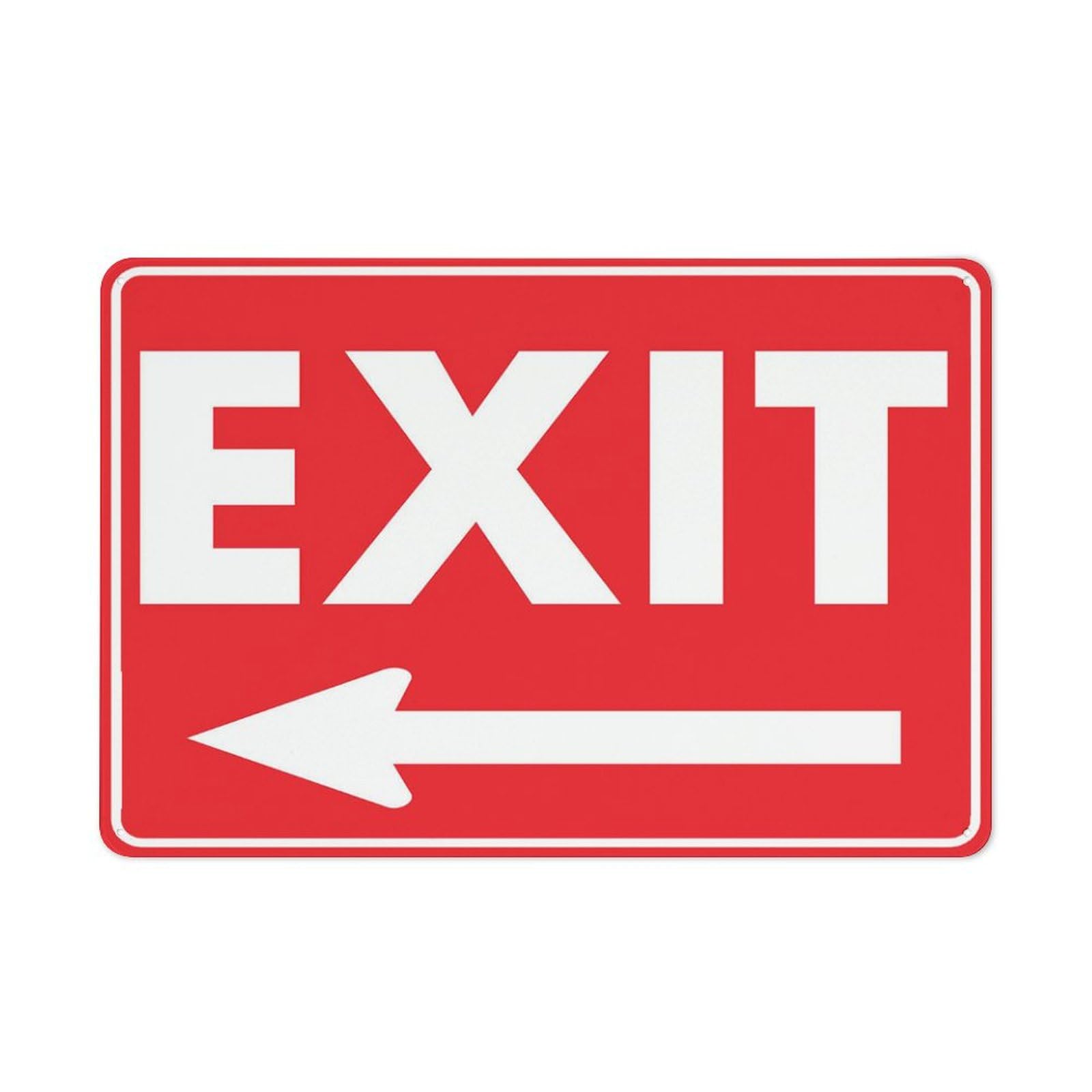 Exit (Red - Left Arrow) Sign, 8x12 Inch Rust-Free Metal Aluminum for House, Door, Office, Business, Yard, Pre-Drilled Holes, Weather Resistant