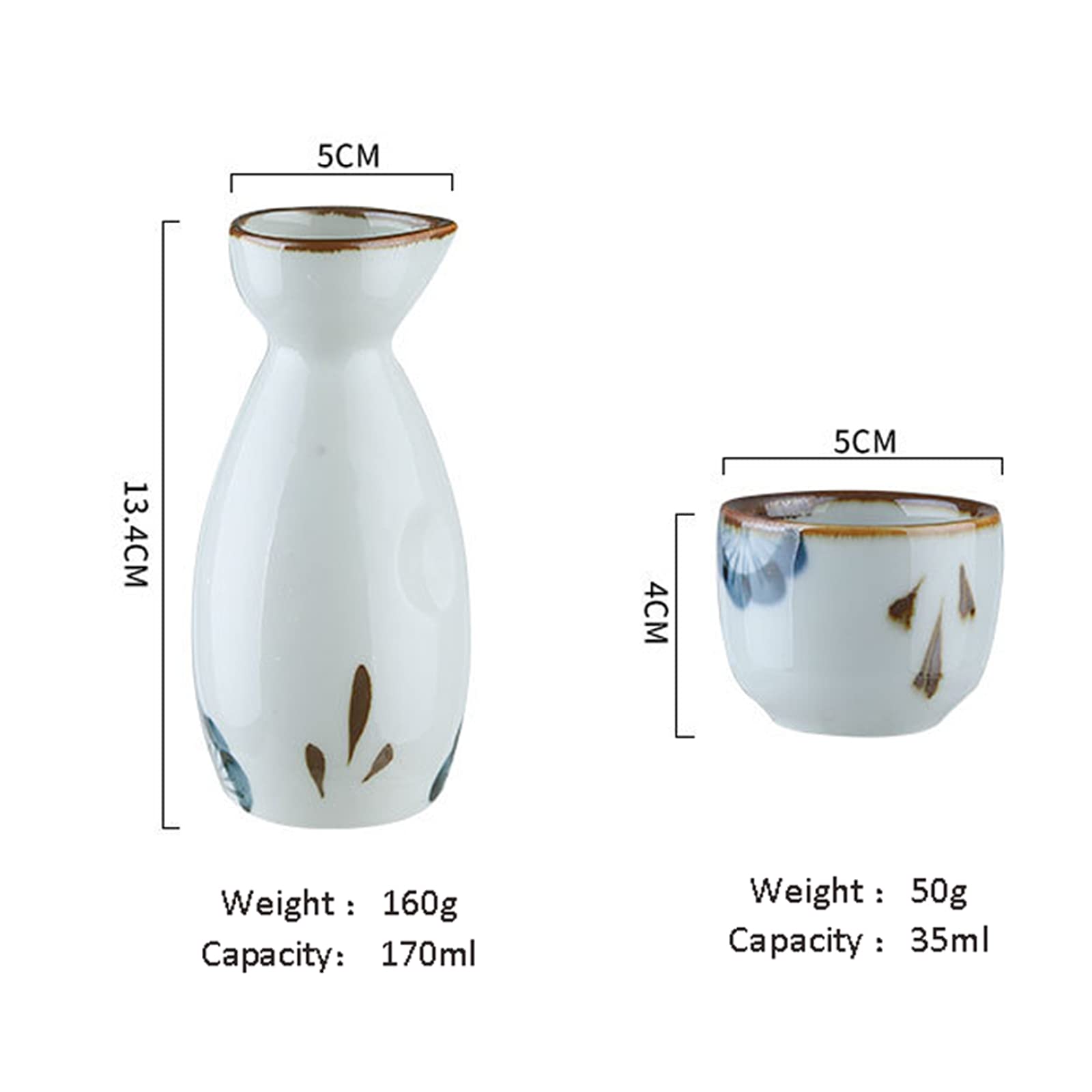 Ensemble de saké, Ensemble de Tasses à saké Japonais Traditionnel, Peint à la Main, Tasses en céramique, Verres à vin Faits à la Main, Ensemble de 4