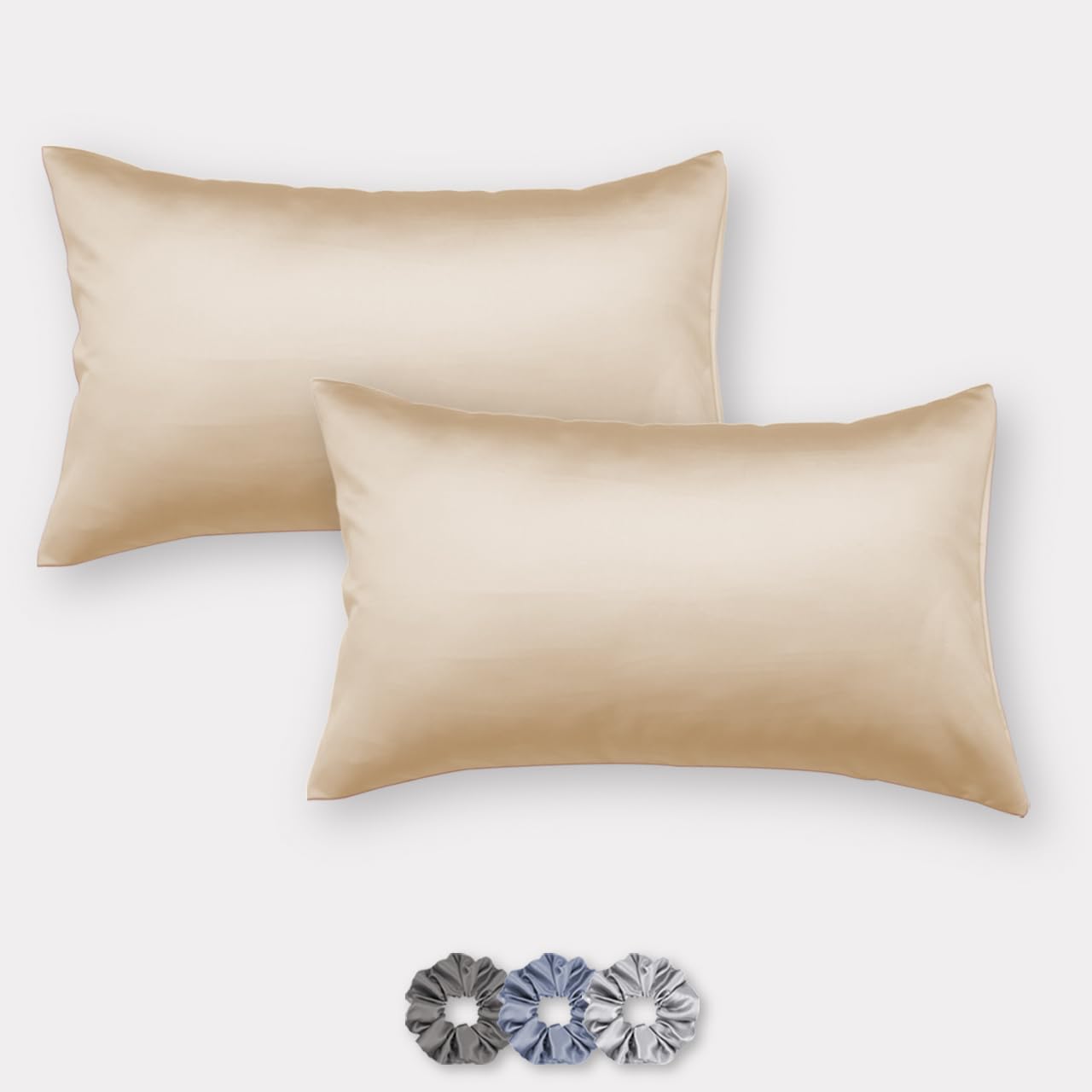 SEEVO 400 TC Luxurious Satin Silk Pillow Covers/Pillowcases with Envelope Closure, Soft Comfortable Protects Hair and Skin - 17 inch x 27 inch - Set of 2 (Light Gold)-image-47