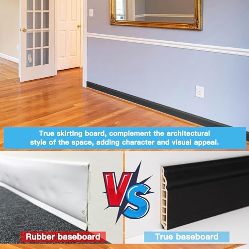 Image of Art3d High Impact Baseboard Wall Molding Trims, Skirting Board, Black