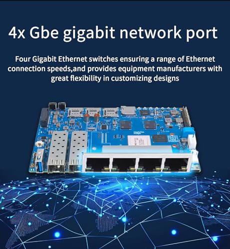 Image of youyeetoo Banana Pi BPI-R4 WiFi 7 Router /Openwrt Router Development Board - Fully Assembled, Use Out of The Box, MediaTek MT7988A Chip, 4GB RAM, 8GB eMMC, 2X 10Gbe SFP Slots, 4X Gbe Ports, Metal Case