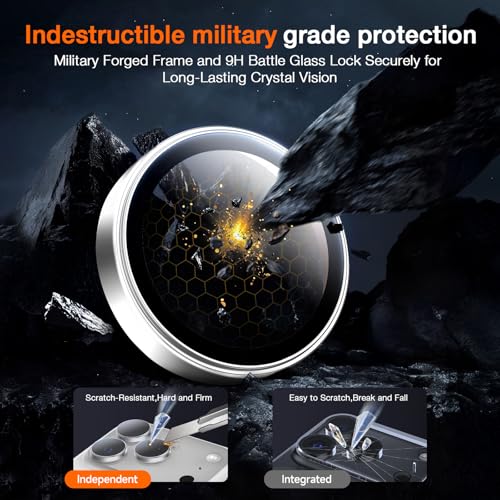 Image of LK 2 Pack for iPhone 17 Pro /17 Pro Max Camera Lens Protector [Top 9H+ Military Grade Shatterproof] One-Click Installation, Ultra-Tough HD, Individual Lens Protectors Scratch-resistant, Silver,2 Pack