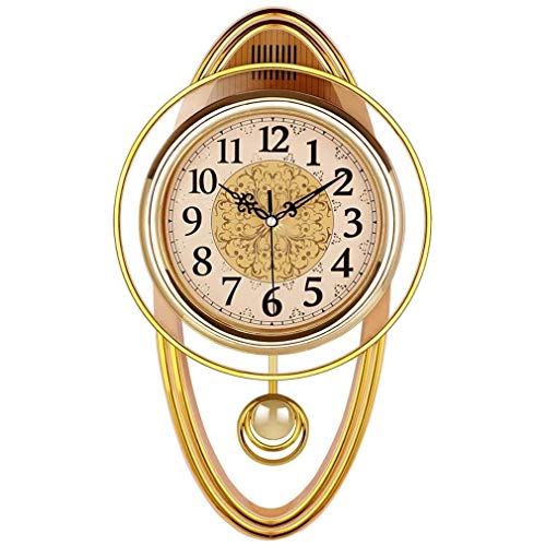 MGE UPS Systems Clock Wall Clock,Clock Clock European Retro Wall Clock Decoration Ornaments Living Room Bedroom Simple Fashion Silent Clock Quartz Clock Modern (Color : Gold Color)